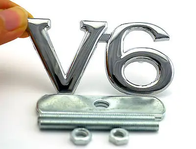 

1 PCS V6 Front Hood Bonnet Grill Badge Chrome Metal V6 Car Grille Emblem Car Styling