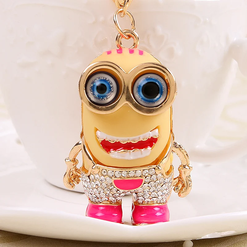 Подвески стразы оплетка 3D розовый мультяшный персонаж металлический брелок на