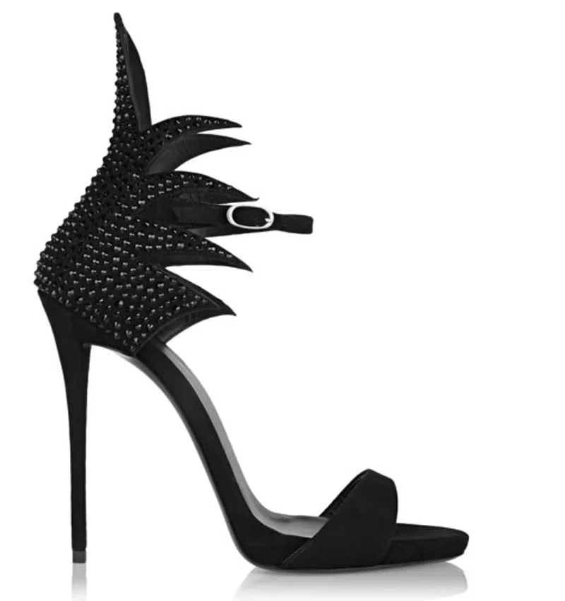 Пикантные Для женщин Горячие dirlled черный кристалл крышка Феникс Хвост Сандалии