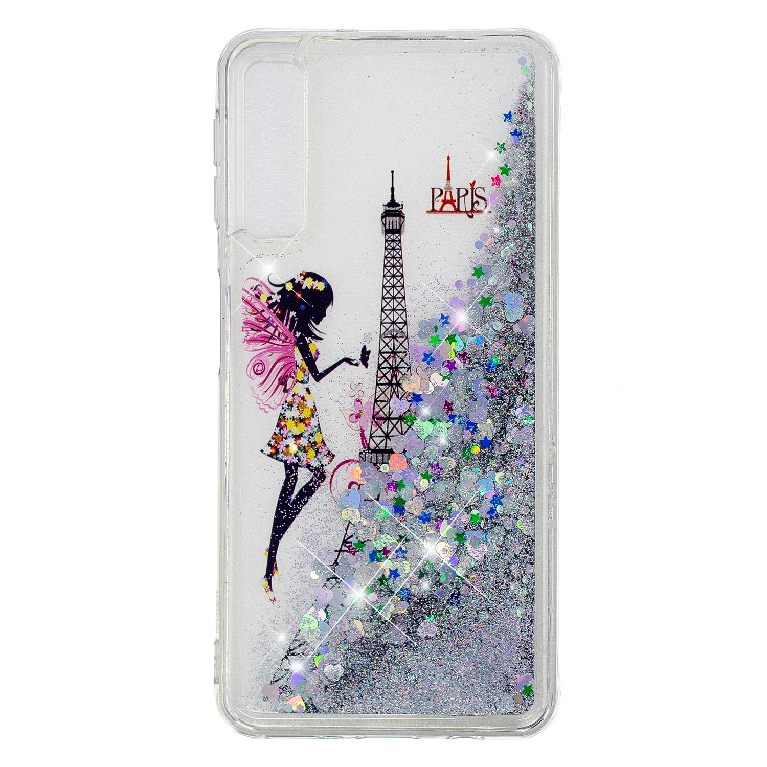 A50 Case on For Samsung Galaxy A10 A20 A30 Cartoon Tower Girl Glitter Liquid Phone for A70 Cover Coque |