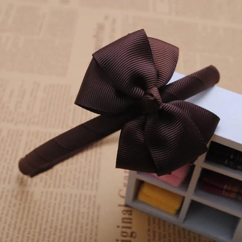 Brown Hairbands 1 шт. однотонные ленты банты Детские повязки для волос на голову Детские обручи для волос Бутик тиара аксессуары для девочек - Цвет: Brown Hairbands