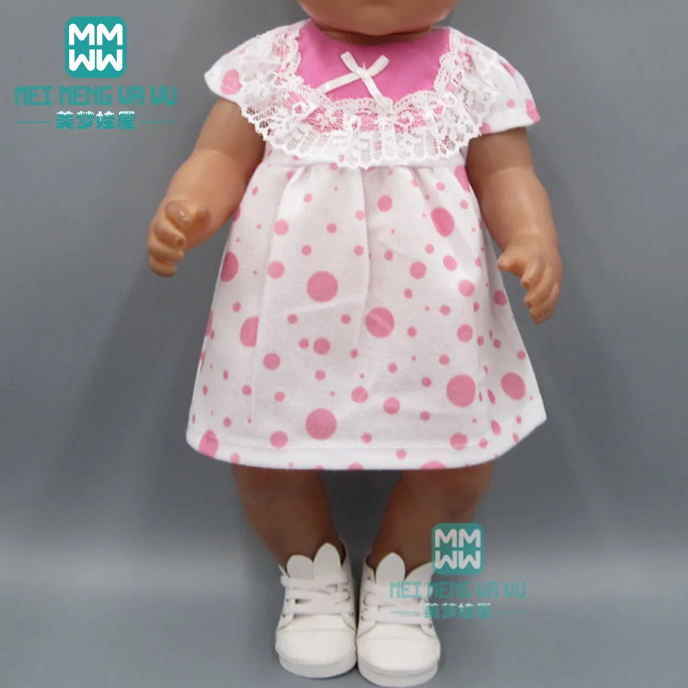 

Red striped dress Clothes for dolls fits 43 cm new born doll accessories and american doll toy baby clothes