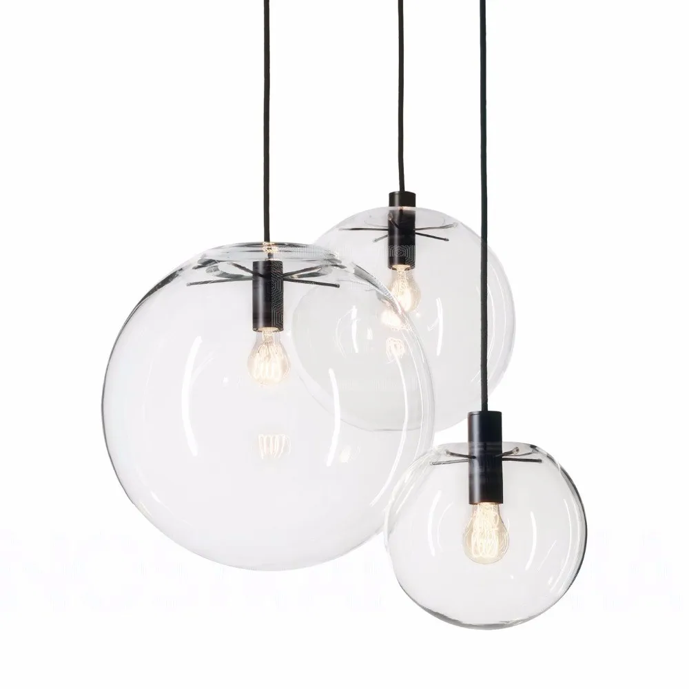 Nordic Pendant Lights Globe Chrome Lamp Glass Ball Pendant Lamp E27 Lustre Suspension Kitchen Light Fixture Indoor Home Lighting