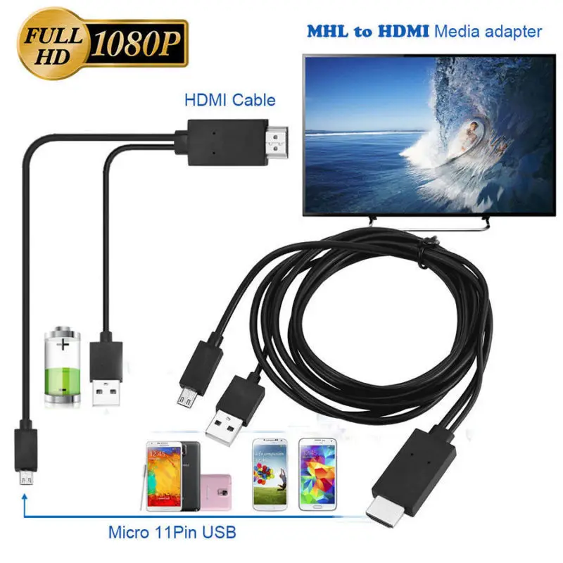 1080P MHL микро USB к HDMI кабель конвертер адаптер 11PIN порт для Android телефона/ПК/ТВ аудио