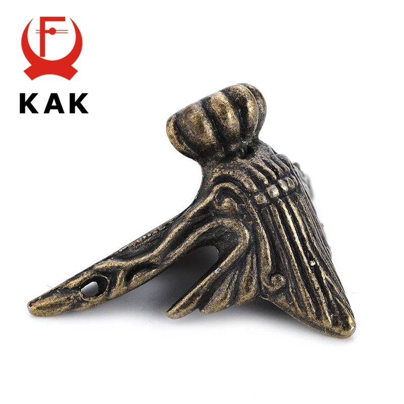 

4PCS KAK 40x30mm Antique Wood Box Feet Leg Corner Protector Triangle Rattan Carved Decorative Bracket For Furniture Hardware