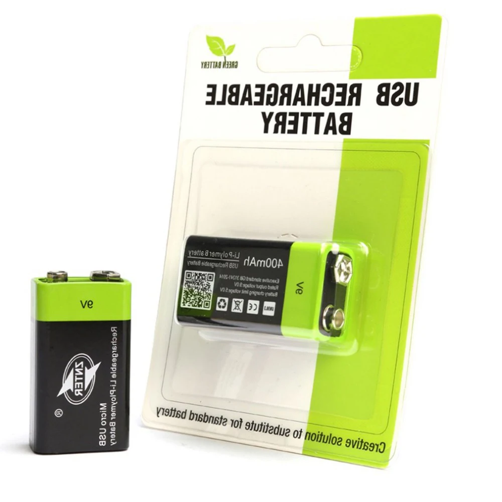 ZNTER ультра эффективная 9 в 400 мАч микро USB перезаряжаемая батарея В литий