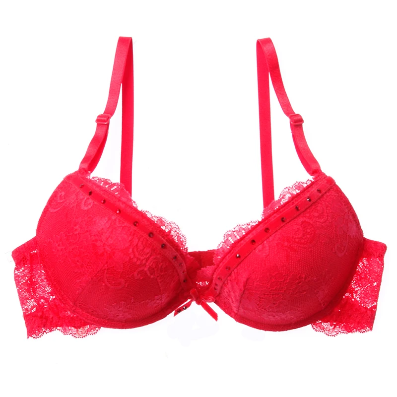 RED Bra Lilymoda, сексуальные кружевные бюстгальтеры для бюстгальтера с глубоким v-образным вырезом, сексуальный однотонный бюстгальтер без косточек, супер роскошный кружевной бюстгальтер с эффектом пуш-ап для девушек, чашечки B C, новинка - Цвет: RED Bra