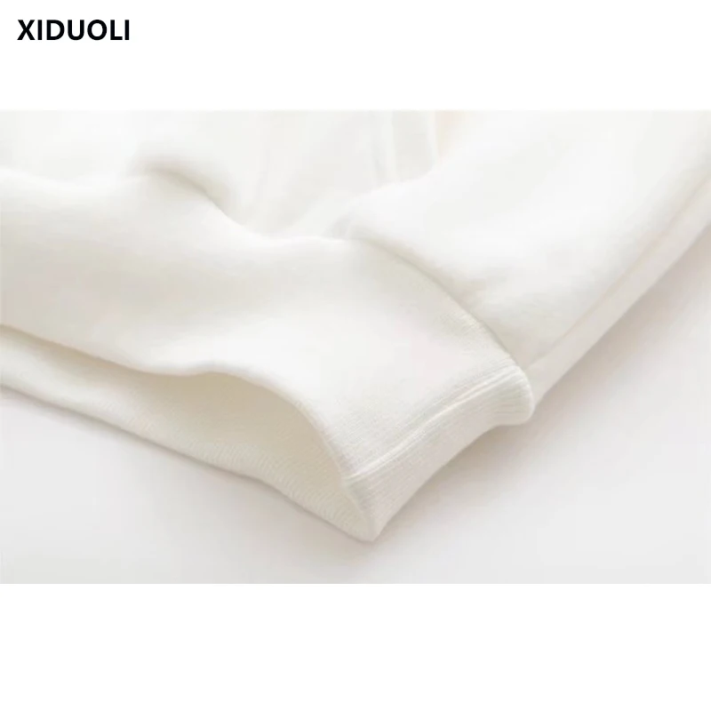 XIDUOLI 2018 осень зима новый плюс бархатный вышитый кран Любовь Кружева Толстовка