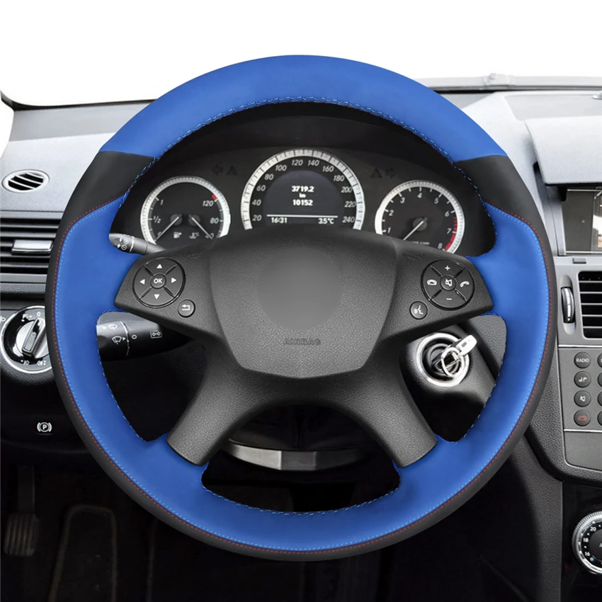 MEWANT Blue Synthetic Suede Car Steering Wheel Cover for Mercedes Benz W204 C-Class 2007-2010 C280 C230 C180 C260 C200 C300 | Автомобили и