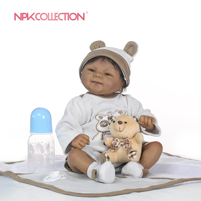 Кукла реборн NPKCOLLECTION Реалистичная мягкая силиконовая кукла младенец черная