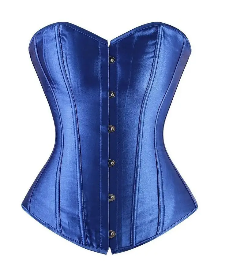808blue Женский корсет, сексуальный, тонкий, Бурлеск, сатин, для тела, формирователь, без бретелек, овербюст размера плюс, корсет и бюстье - Цвет: 808blue