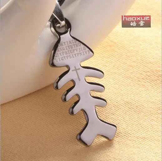 1 шт. кулон в форме скейтборда из нержавеющей стали рыбьей кости мужское ожерелье