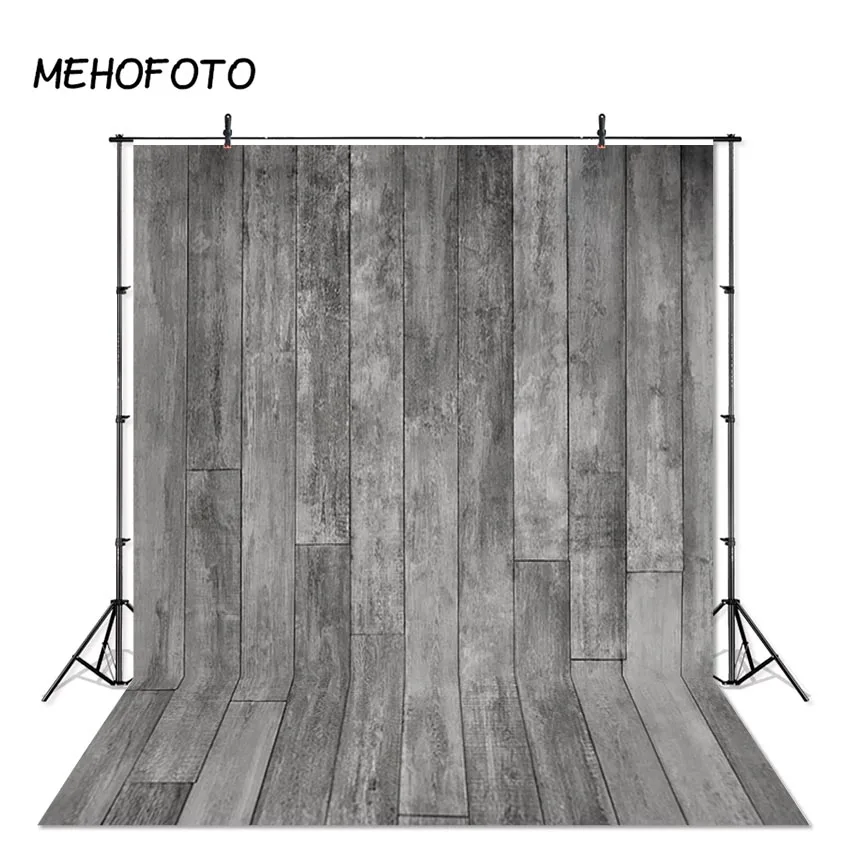 

MEHOFOTO Dark Gray Rustic Wood Portrait Photography Backdrops Gray Wooden Floor Photo Studio Backdrop Photobooth Background Prop