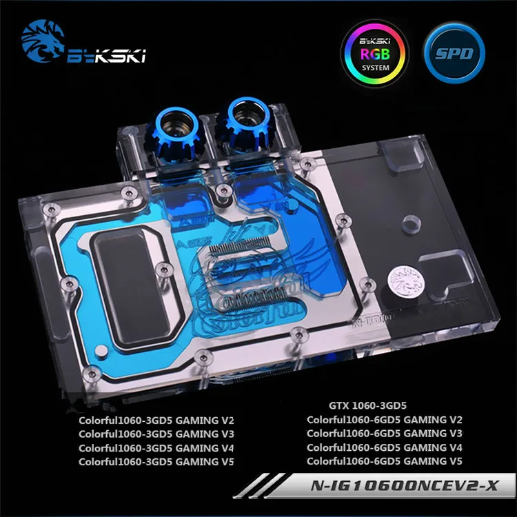 Bykski N IG1060ONCEV2 X полное покрытие графическая карта водяного охлаждения блок RGB/RBW для