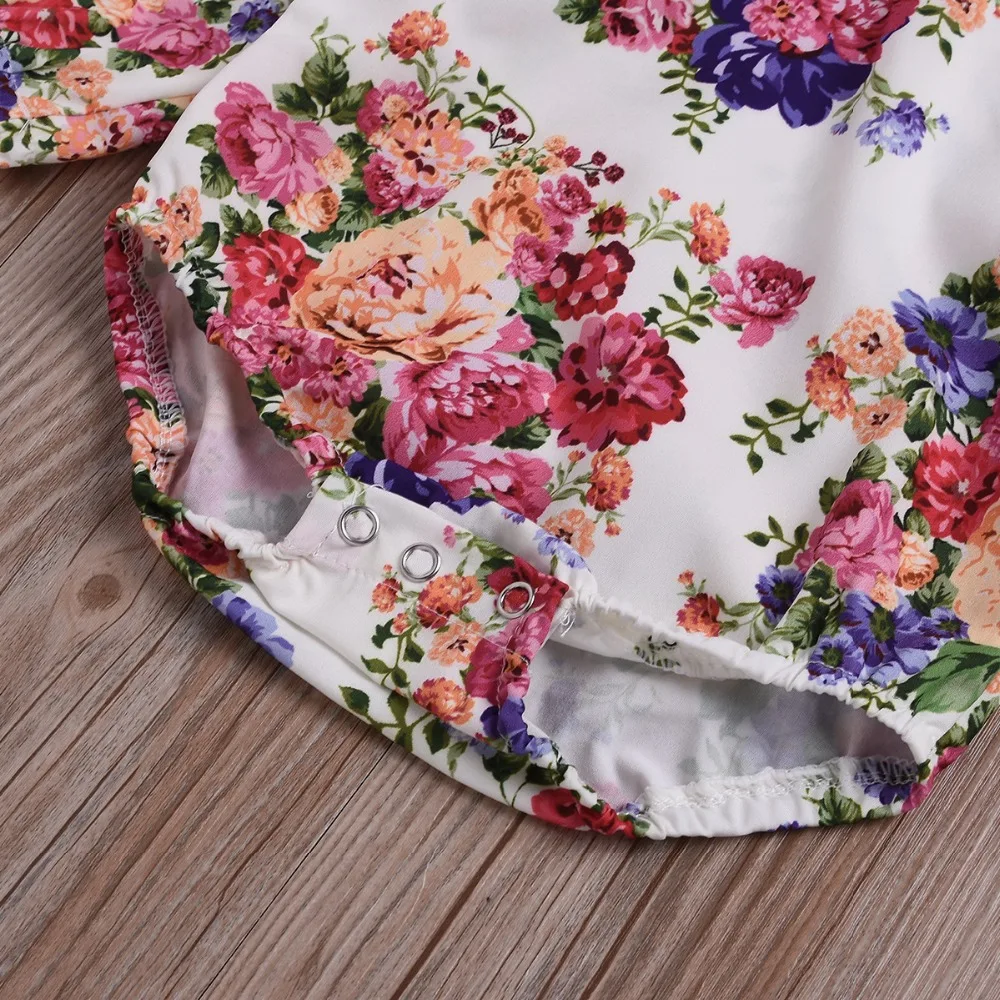 2019 новый милый комбинезон с цветочным принтом для маленьких девочек длинными