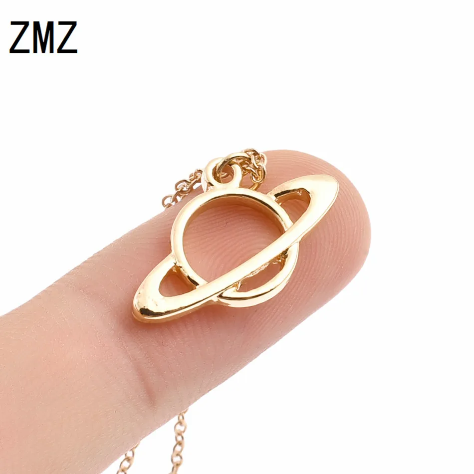 

ZMZ 50pcs/lot 2018 Europe/US fashion cute hollow planet orbit pendant jupiter necklace gift for mom/girlfriend party jewelry