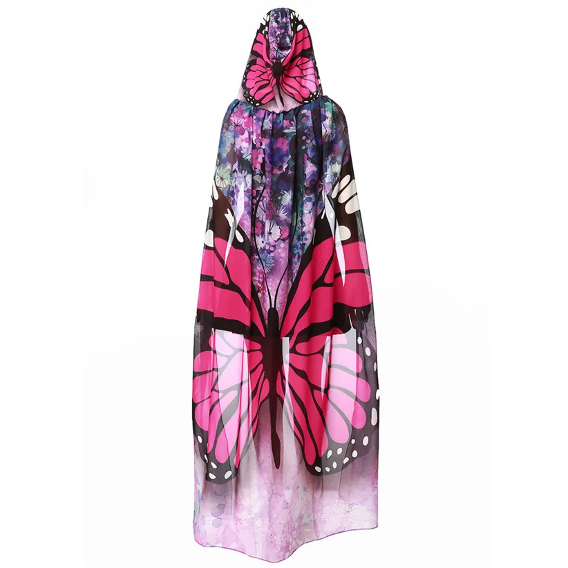 hot pink Chamsgend дропшиппинг горячие женщины крылья бабочки шифон косплей плащ пончо накидка для Хэллоуина фестиваль шоу 71018 - Цвет: hot pink