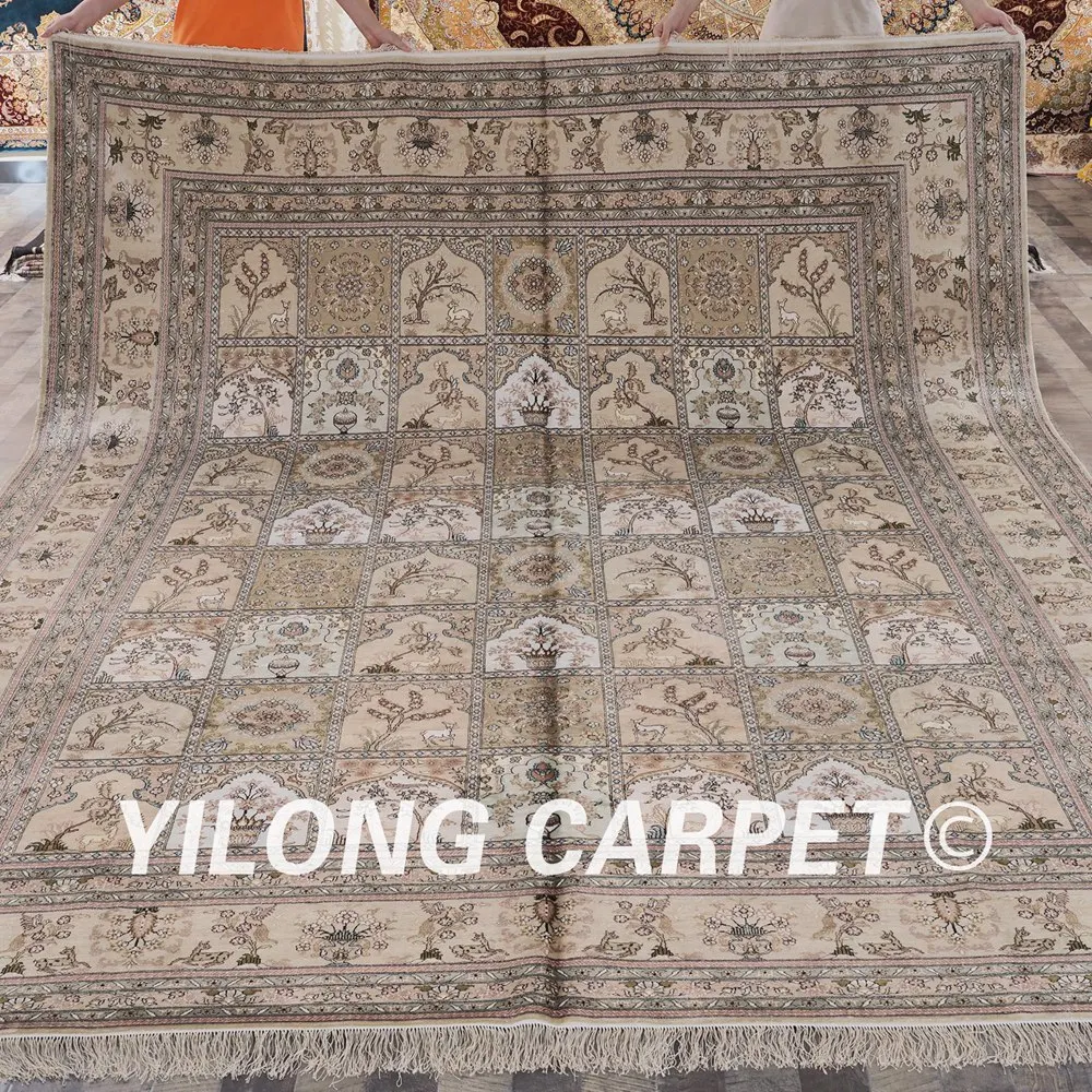 Kopen Yilong 9'x12 'Perzische Zijden Kleed Grote Antieke Vier Seizoenen Perzische Handgemaakte Zijden Tapijt (YHW72B9x12)