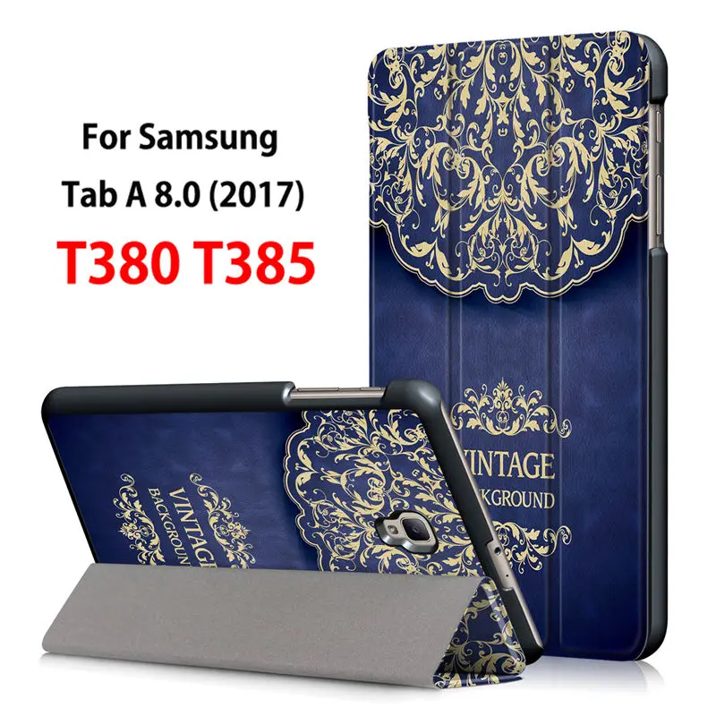 Ультратонкий Магнитный чехол для samsung Galaxy Tab A 8,0 T380 T385 8,0 дюймов, умный чехол, чехол для планшета из искусственной кожи+ пленка+ ручка - Цвет: D052