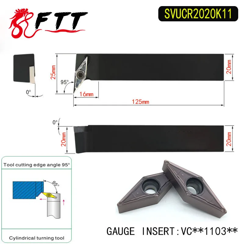 

SVUCR2020K11 95 Degrees External Turning Tool Holder For VCMT110304 VCMT110308 Used on CNC Lathe Machine