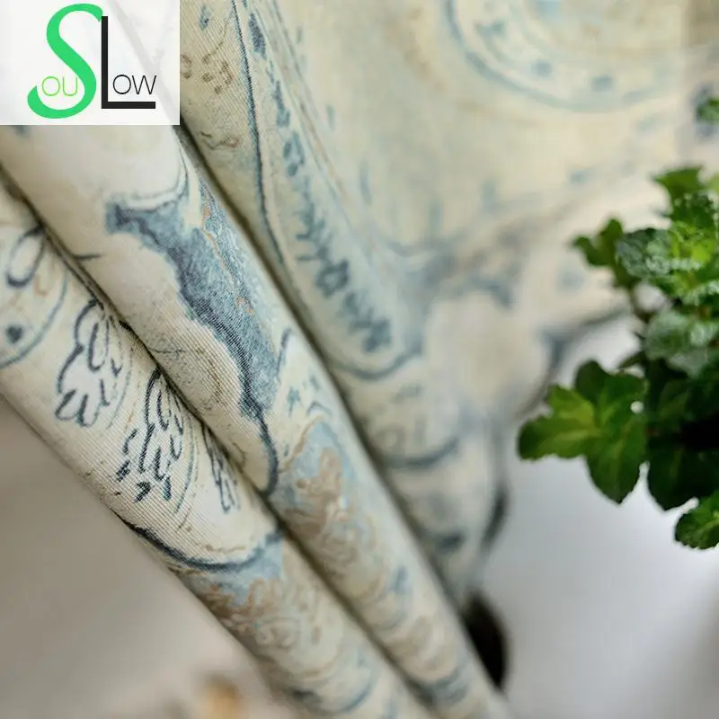 

Slow Soul Totem Modern Minimalist Printing Jacquard Window Curtain Curtains Living Room Sale Chinese Vorhang Luxus Roman