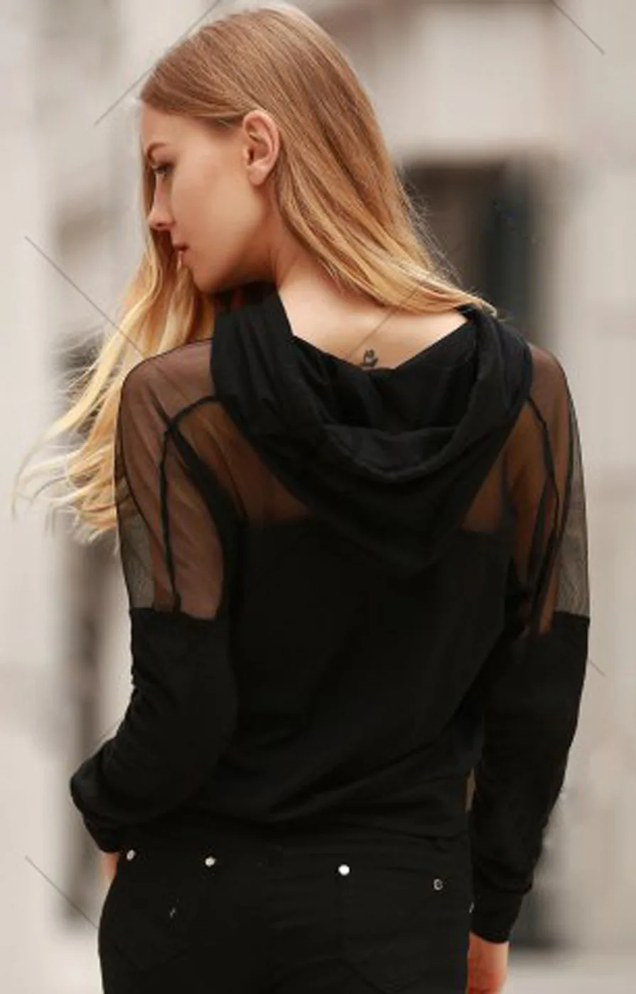 Осенне-зимняя Толстовка 2018 Женская Повседневная кружевная Лоскутная