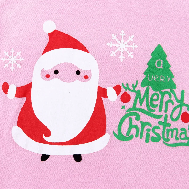 Рождественская Пижама с Санта Клаусом комплекты одежды для девочек розовые