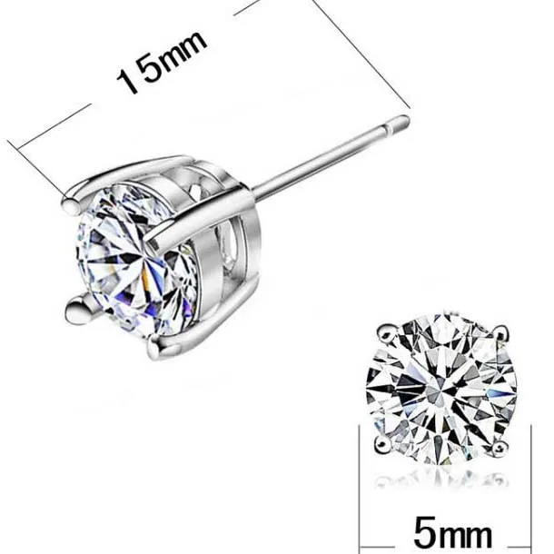 Новинка 2016 белые однотонные CZ серьги-гвоздики для женщин и мужчин четыре когти 3a