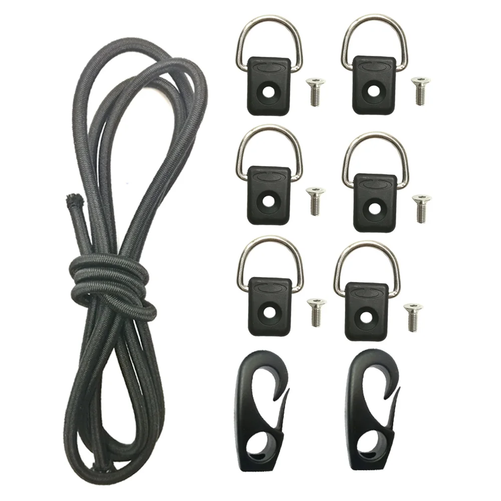 Kayak Canoe Bungee Deck Kit With D Ring bungee cord rope screws connect hook Dinghy Inflatable Fishing Boat Rigging accessroy