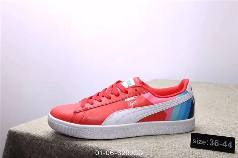 Puma Кроссовки PUMA Дельфин Clyde Розовый дельфин совместных обувь белый красный size36