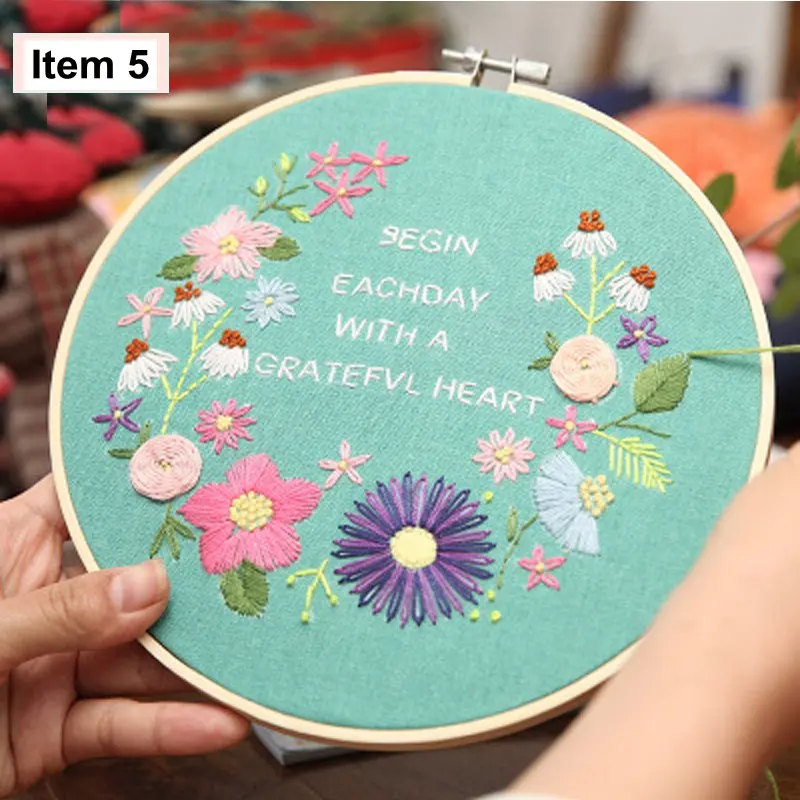 Европа DIY ленты вышивка начинающих Набор Предварительно напечатанный цветочный узор вышивка крестом настенная живопись художественные наборы с вышивкой обруч