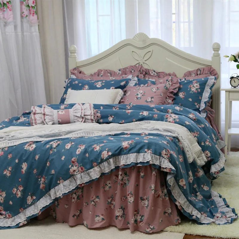 Романтический Кружевной Комплект постельного белья Top с оборками красивый