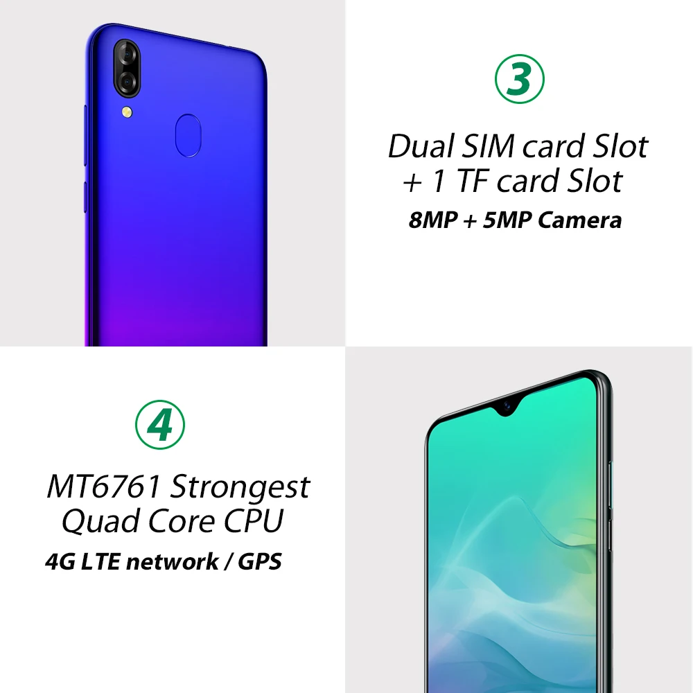 Blackview A60 Pro 4080mAh смартфон 6 088 &quotв виде капли воды мобильный телефон Android 9 0 3 Гб