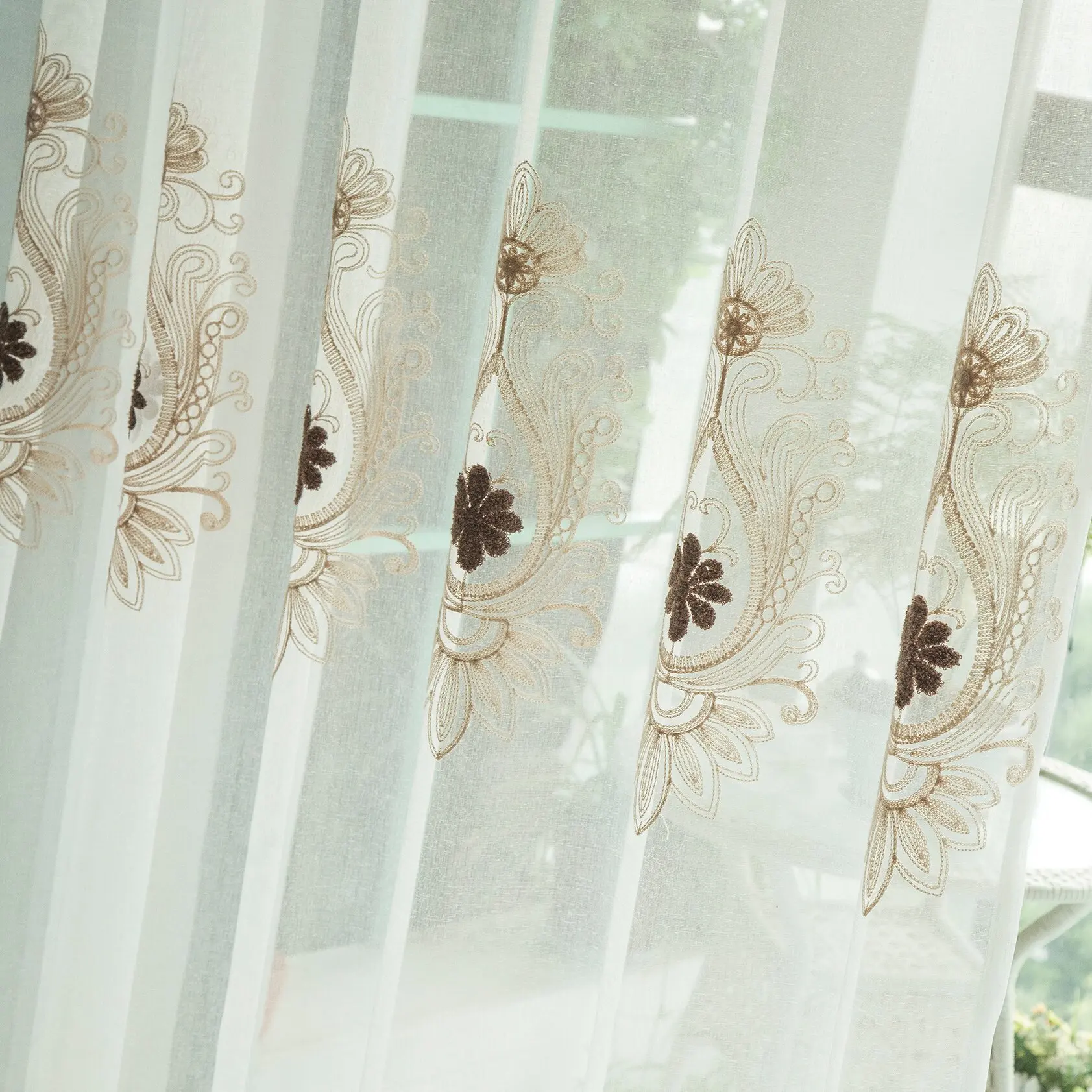 

2017 new listed European simple living room bedroom curtain screens special embroidery curtain fabric cotton yarn