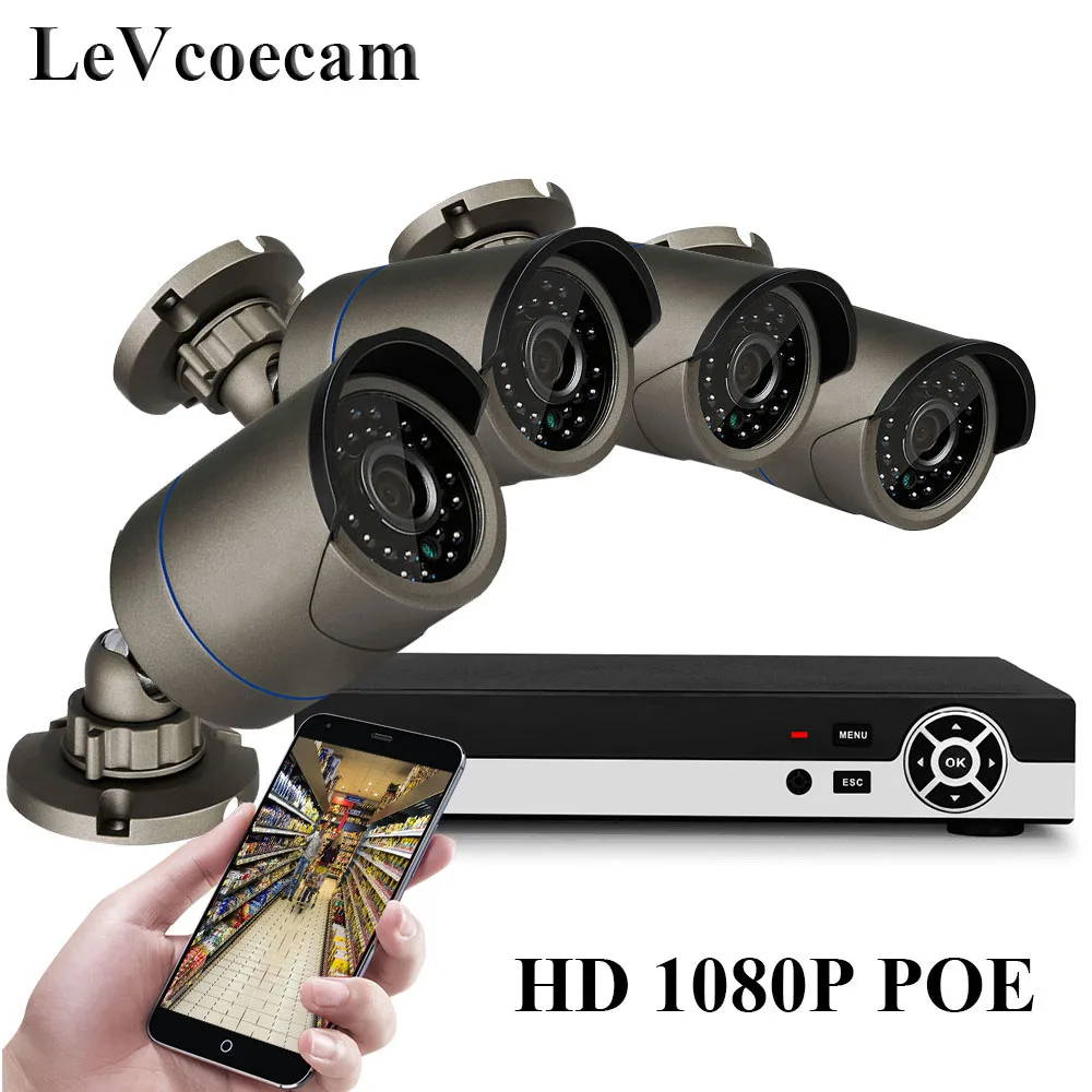 Наблюдения Системы 4CH 720P/1080P CCTV Камера H.265 NVR Наборы IP P2P наружного видеонаблюдения