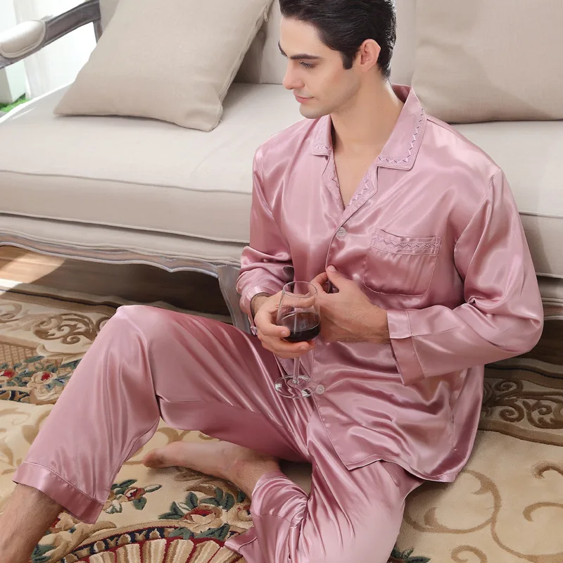 2019 Брендовые мужские пижамы сексуальные атласные шелковые пижамные штаны с
