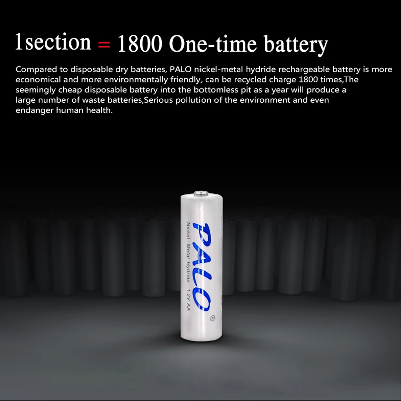 6 шт.* PALO AA батарея Ni-MH 1,2 V 3000MAH AA перезаряжаемые батареи 2A Bateria Baterias с 1 батарейный чехол