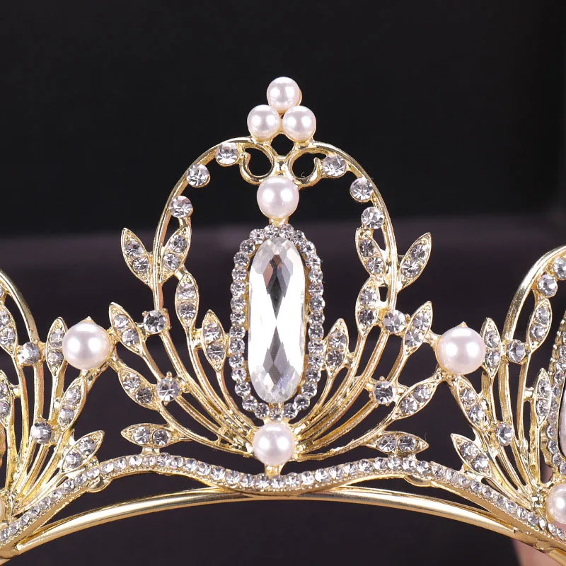 Vintage Gold Rhinestone Pearl Bridal Tiaras Headpiece Crystal Crowns Hair Jewelry Women Head Piece Wedding Accessories VL | Украшения и