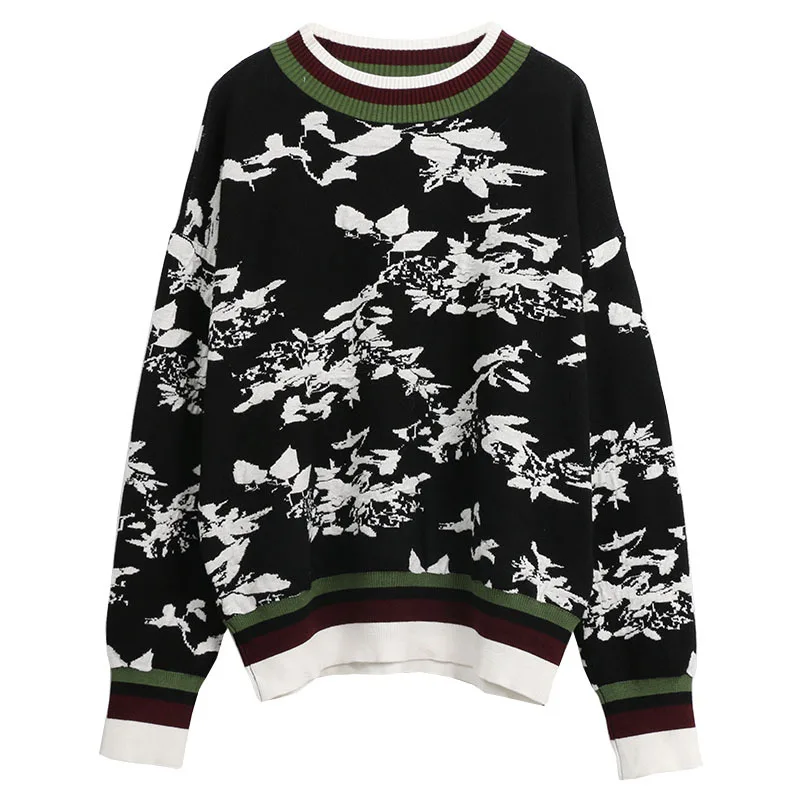 2018 New Women sweater spring new fashion casual jacquard round neck long-sleeved loose knit primer shirt Tops | Женская одежда