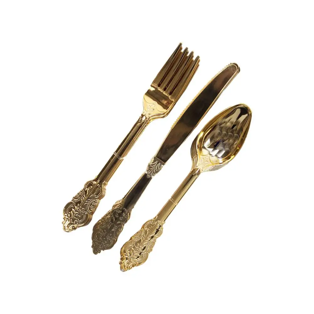 12 шт одноразовые имитирующие Металлические Пластиковые Золотые серебряное