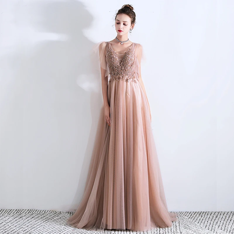 SSYFashion, элегантное вечернее платье для банкета, платье для особых случаев, с аппликацией, с блестками, с коротким шлейфом, вечерние платья, Robe De Soiree