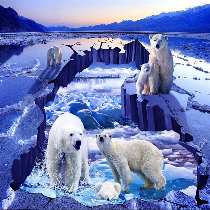 Пользовательские фото 3D пол живопись полярный медведь ледник Айсберг река