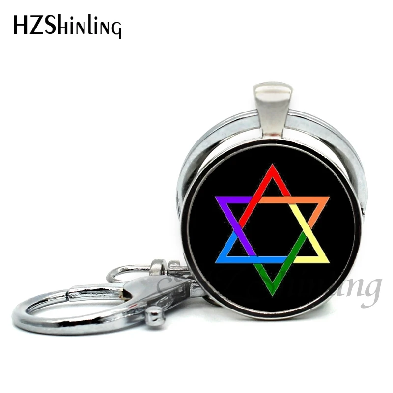 Новое поступление Звезда Давида брелок с мандалой стекло фото Jewelry Винтаж Judaica благословение книги по искусству брелок еврейский Круглый Брелоки