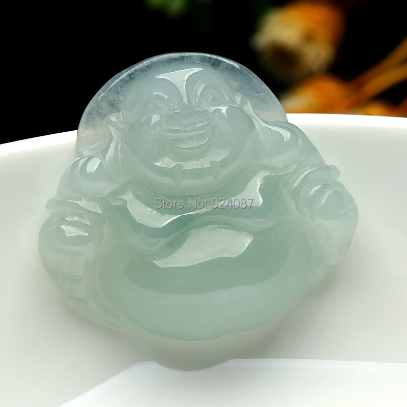 Натуральный ледяной нефритовый кулон Будды с настоящей воском Maitreya оптовая