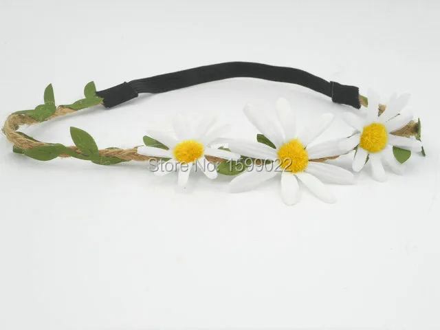 Повязка на голову в стиле бохо женская обруч с цветами и маргаритками свадебная