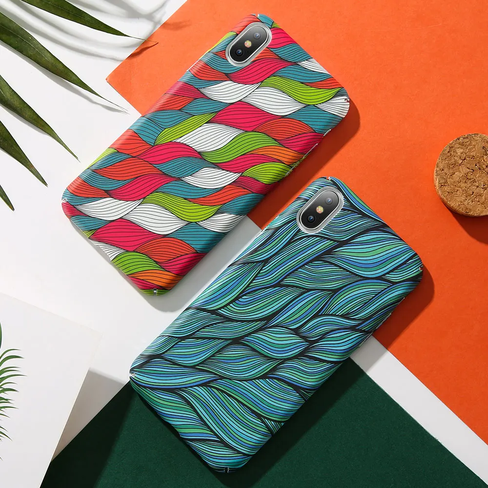 KISSCASE цветной винтажный Плетеный чехол с рисунком для IPhone X XS Max XR 6 7 8 волнистый