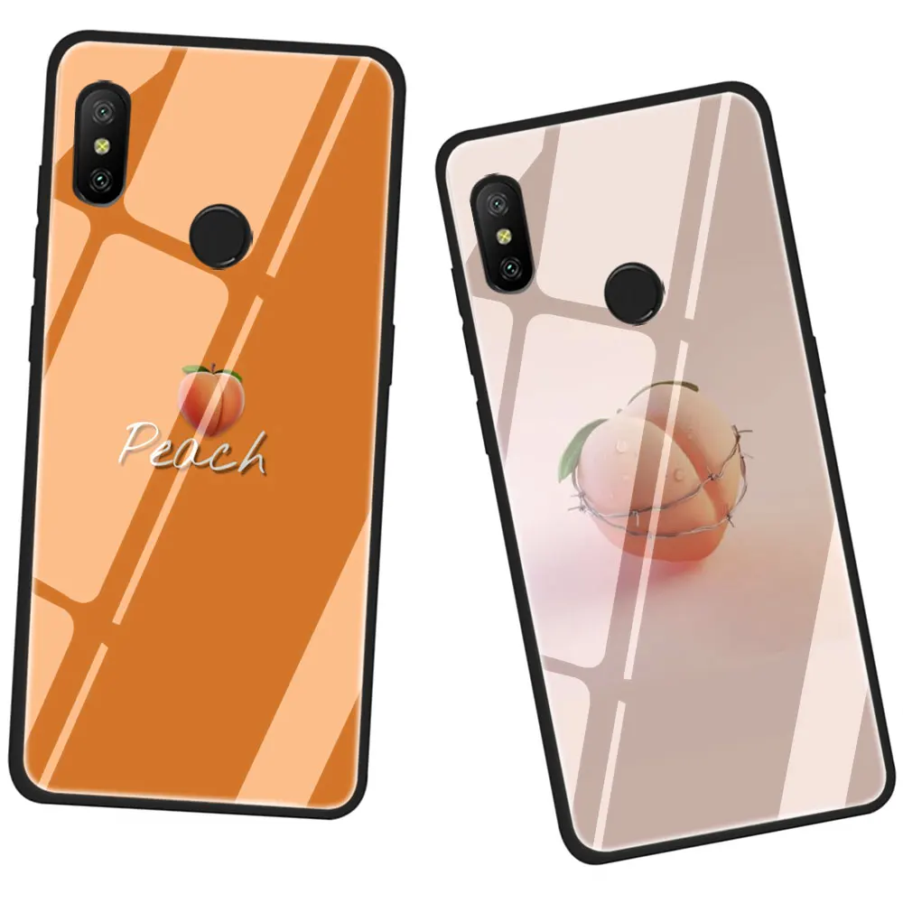 Розовый персиковый чехол для телефона из закаленного стекла для Xiaomi mi 8 9 Красный mi 4X 6A Note 5 6 7 Pro Pocophone F1