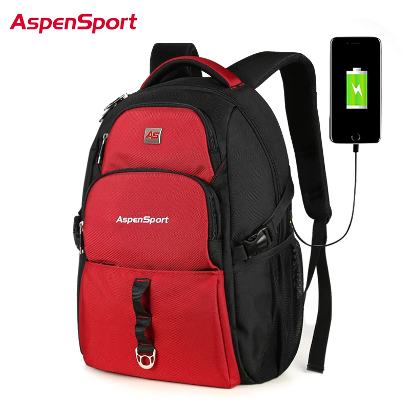 AspenSport рюкзаки для мужчин с USB зарядкой и защитой от кражи ноутбука мужские