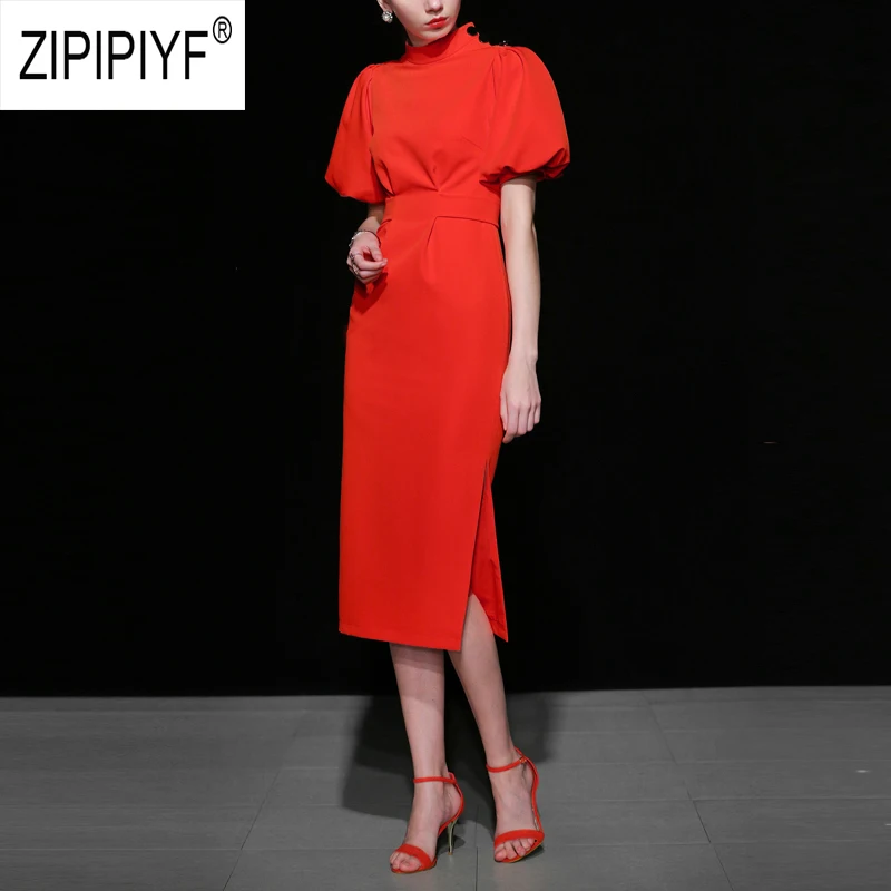 Простой дизайн Для женщин платья со стоячим воротником короткая с рукавом