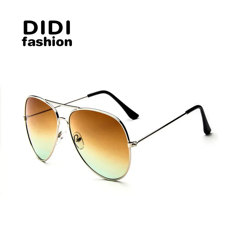 Солнцезащитные очки радужные большие военные коричневые авиационные женские